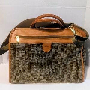 Vintage Hartmann Tweed & Leather Messenger Bag and Luggage Sleeve w/ Strap 15x12
